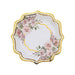 25 Floral Paper Salad Dinner Plates with Scallop Rim - Disposable Tableware DSP_PPR0014_8_GOLD