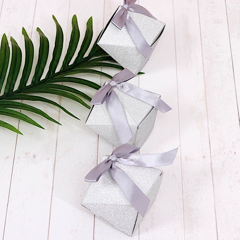 25 Glittered Geometric Wedding Party Favor Boxes Gift Holders