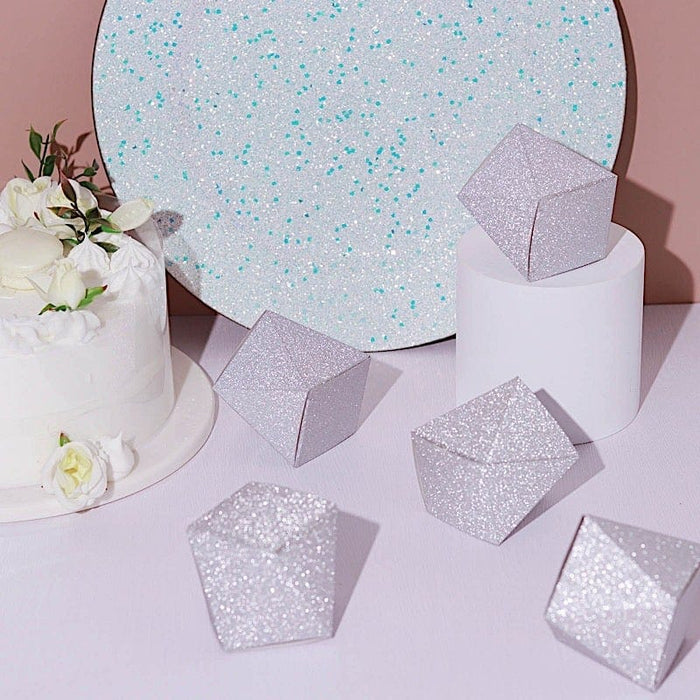 25 Glittered Geometric Wedding Party Favor Boxes Gift Holders