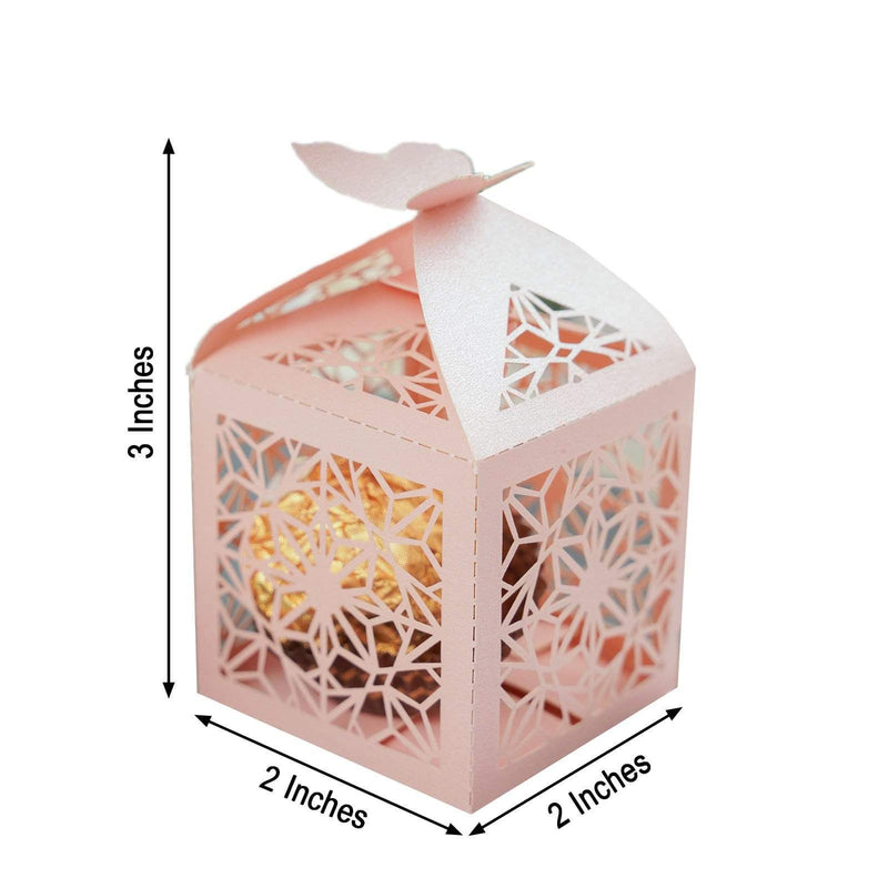 25 Lacer Cut Lace Design Party Favor Boxes with Butterfly Top