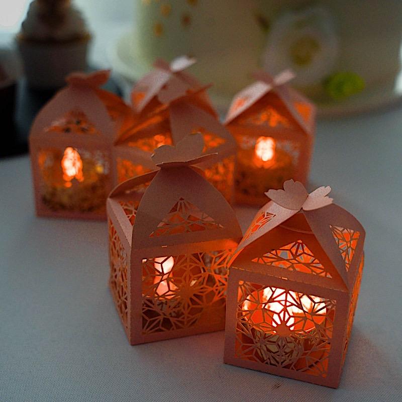 25 Lacer Cut Lace Design Party Favor Boxes with Butterfly Top