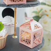 25 Lacer Cut Lace Design Party Favor Boxes with Butterfly Top