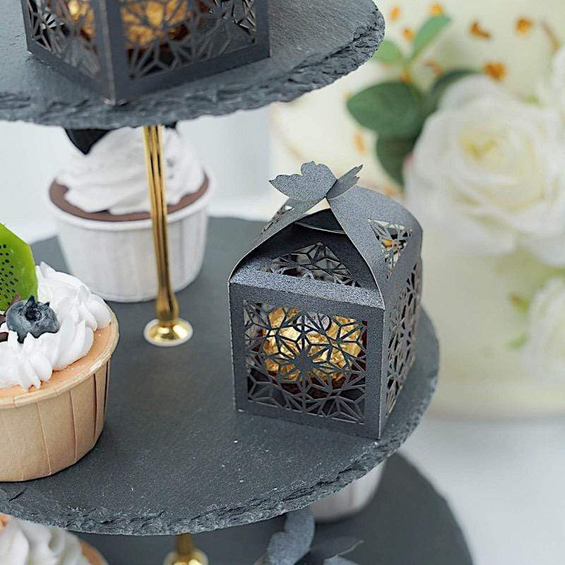 25 Lacer Cut Lace Design Party Favor Boxes with Butterfly Top