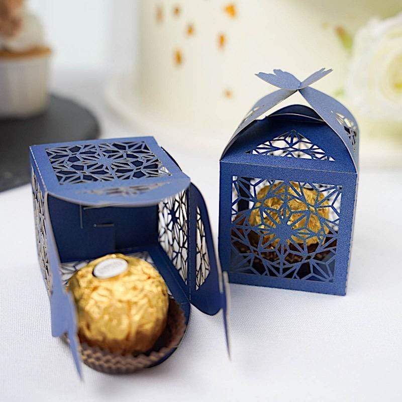 25 Lacer Cut Lace Design Party Favor Boxes with Butterfly Top