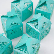 25 Lacer Cut Lace Design Party Favor Boxes with Butterfly Top