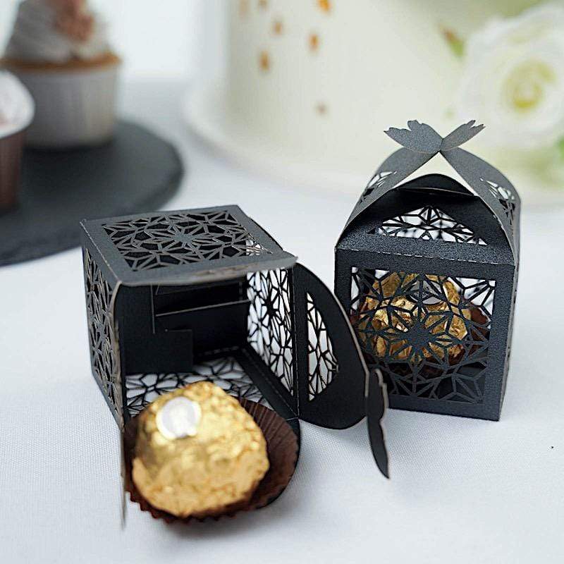 25 Lacer Cut Lace Design Party Favor Boxes with Butterfly Top