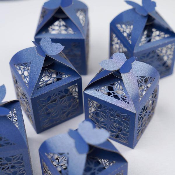 25 Lacer Cut Lace Design Party Favor Boxes with Butterfly Top