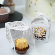 25 Lacer Cut Lace Design Party Favor Boxes with Butterfly Top
