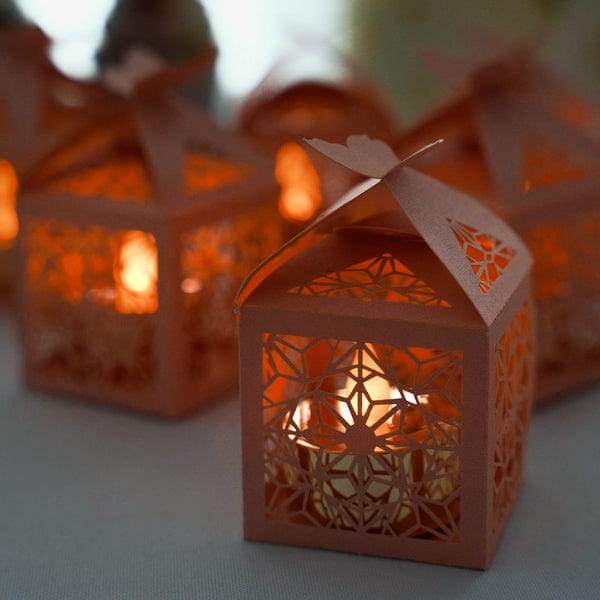25 Lacer Cut Lace Design Party Favor Boxes with Butterfly Top