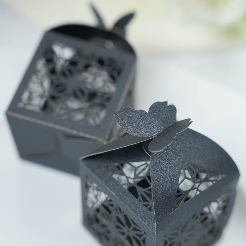 25 Lacer Cut Lace Design Party Favor Boxes with Butterfly Top