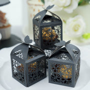 25 Lacer Cut Lace Design Party Favor Boxes with Butterfly Top