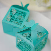 25 Lacer Cut Lace Design Party Favor Boxes with Butterfly Top