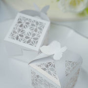 25 Lacer Cut Lace Design Party Favor Boxes with Butterfly Top