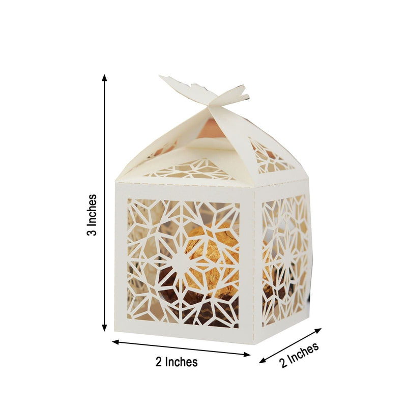 25 Lacer Cut Lace Design Party Favor Boxes with Butterfly Top