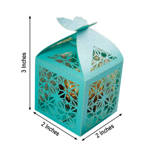 25 Lacer Cut Lace Design Party Favor Boxes with Butterfly Top