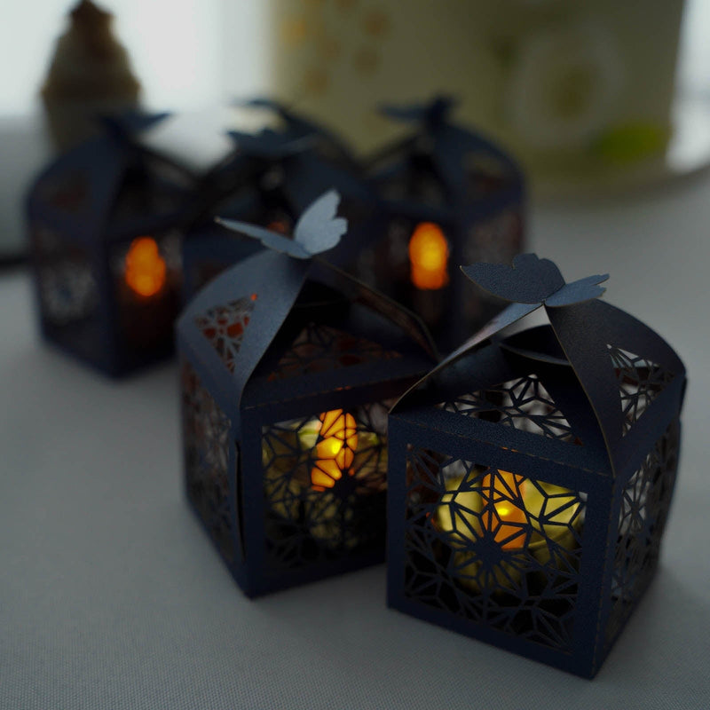 25 Lacer Cut Lace Design Party Favor Boxes with Butterfly Top
