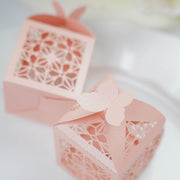 25 Lacer Cut Lace Design Party Favor Boxes with Butterfly Top