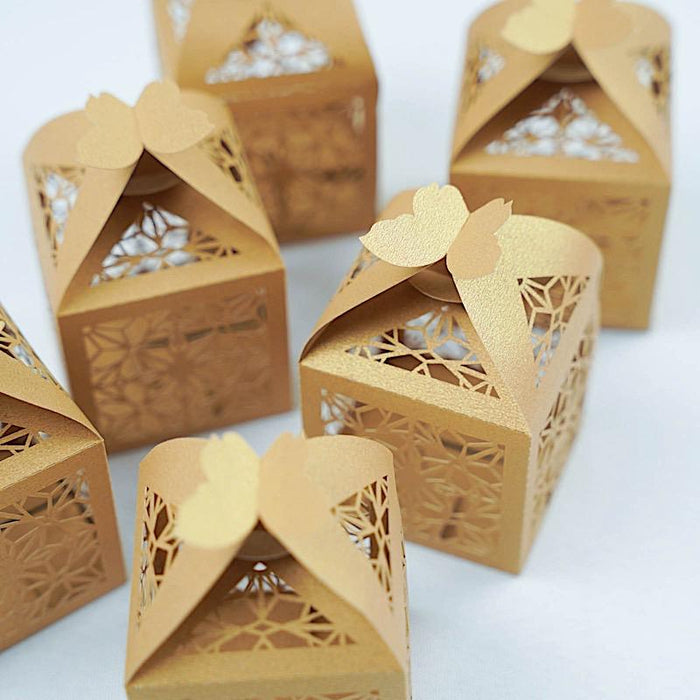 25 Lacer Cut Lace Design Party Favor Boxes with Butterfly Top BOX_2X2_BFLY01_GOLD