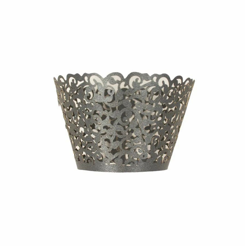 25 Laser Cut Lace Paper Cupcake Liners Muffin Wrappers CAKE_WRAP_PAP01_BLK
