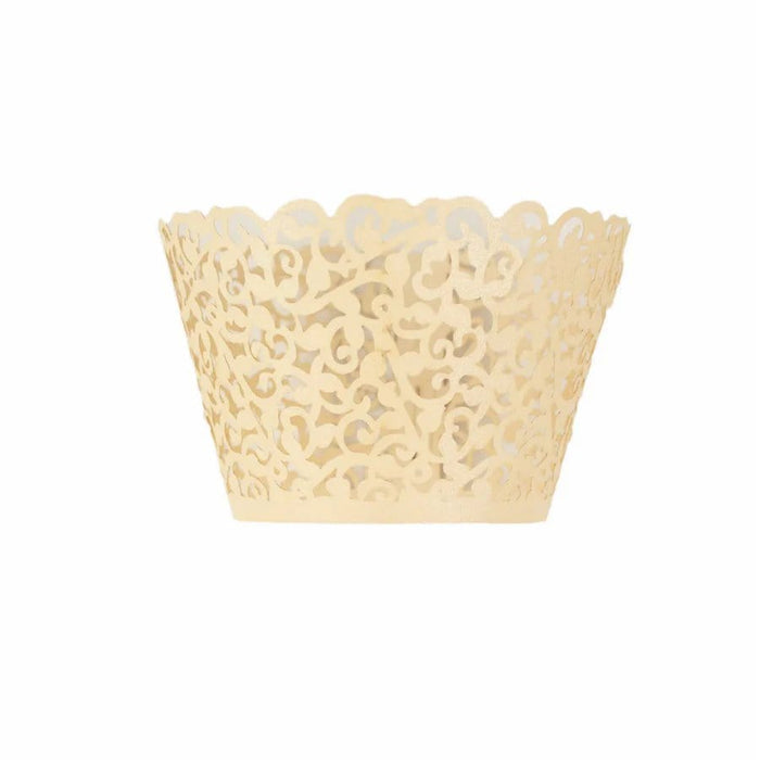 25 Laser Cut Lace Paper Cupcake Liners Muffin Wrappers CAKE_WRAP_PAP01_IVR