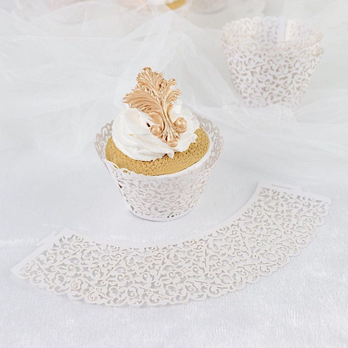 25 Laser Cut Lace Paper Cupcake Liners Muffin Wrappers CAKE_WRAP_PAP01_WHT
