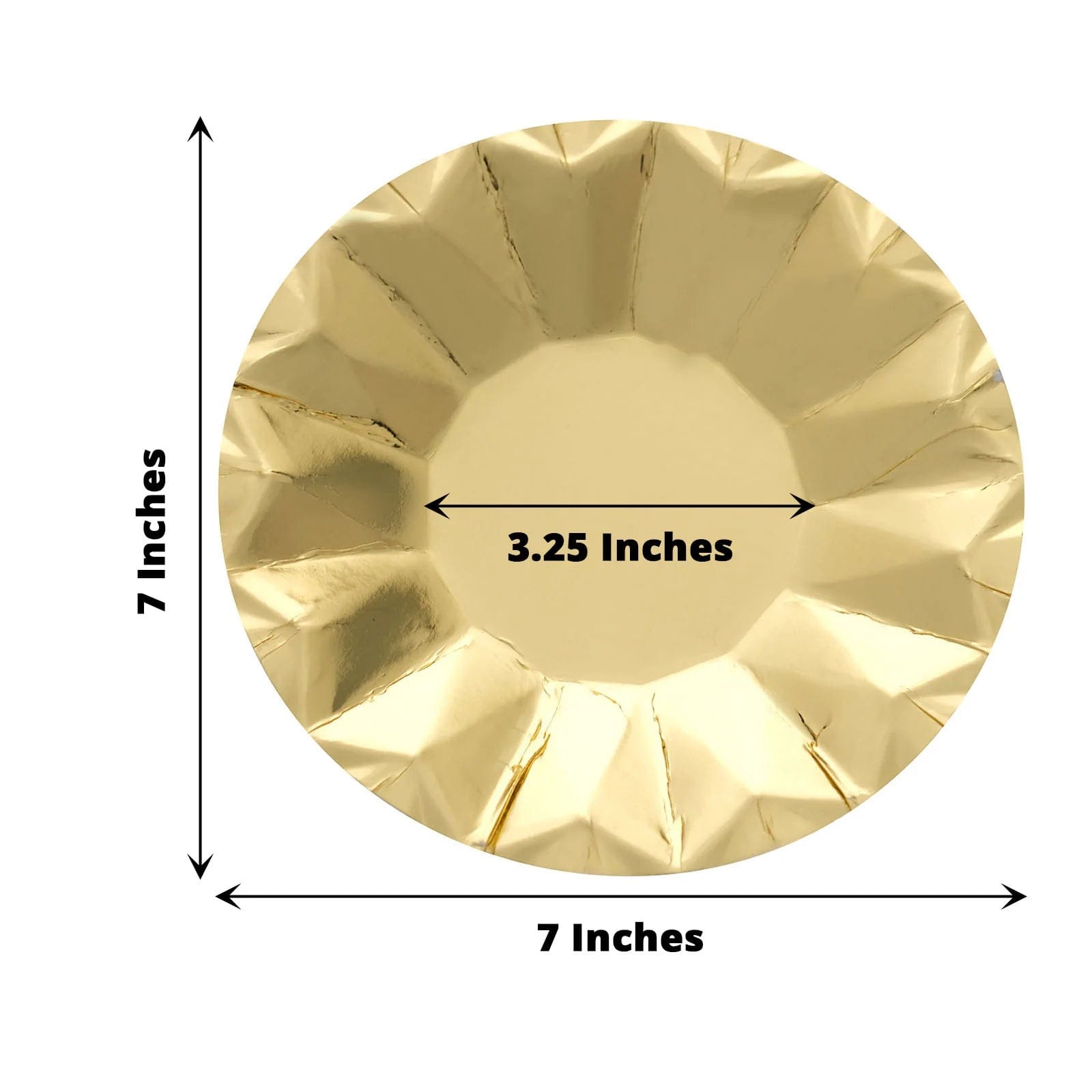 25 Metallic Round Paper Salad Dinner Plates with Geometric Design - Disposable Tableware