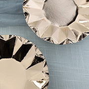 25 Metallic Round Paper Salad Dinner Plates with Geometric Design - Disposable Tableware