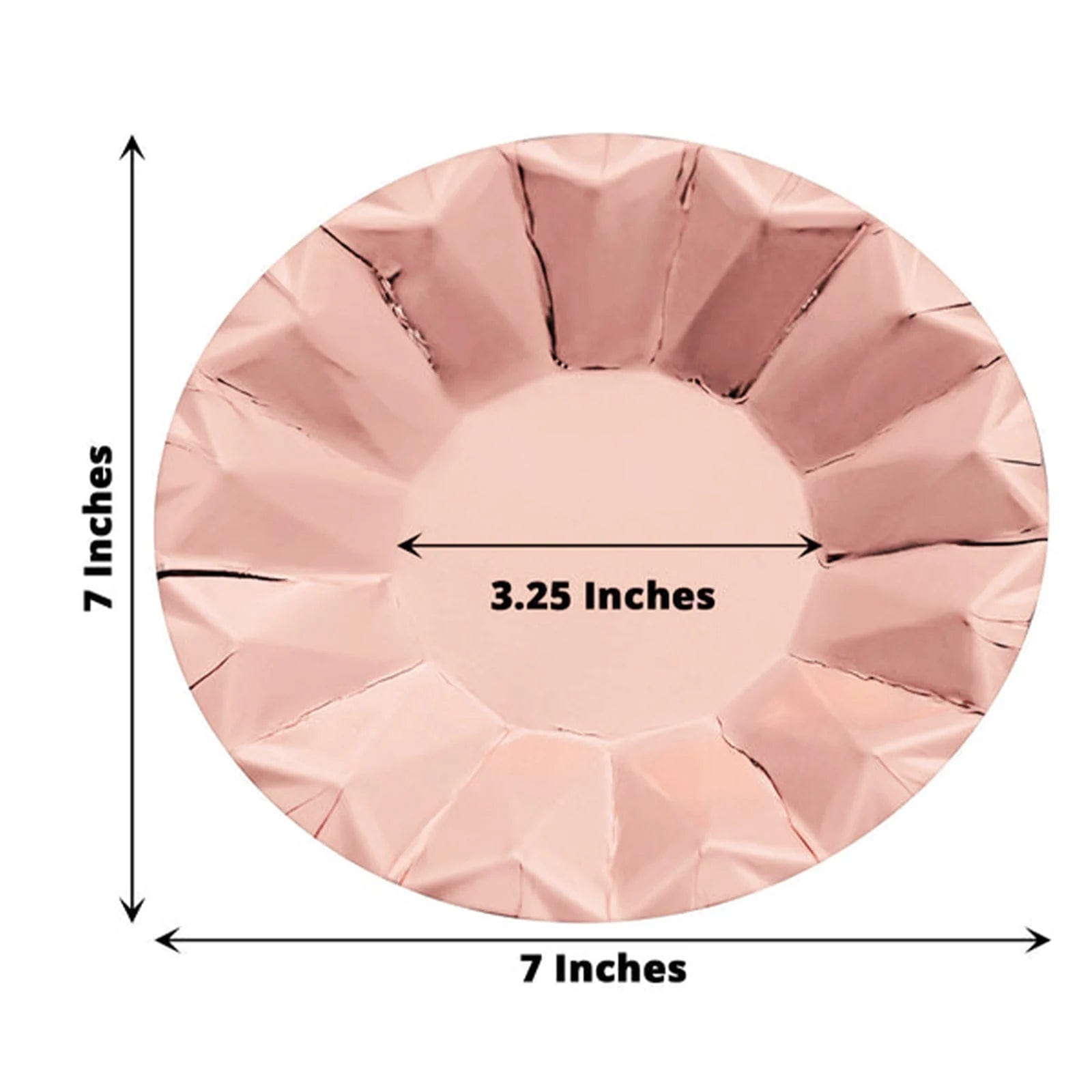 25 Metallic Round Paper Salad Dinner Plates with Geometric Design - Disposable Tableware