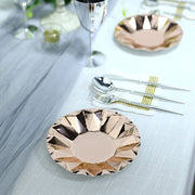 25 Metallic Round Paper Salad Dinner Plates with Geometric Design - Disposable Tableware