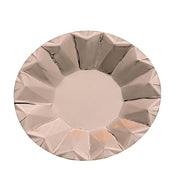 25 Metallic Round Paper Salad Dinner Plates with Geometric Design - Disposable Tableware