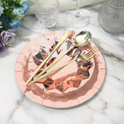 25 Metallic Round Paper Salad Dinner Plates with Geometric Design - Disposable Tableware