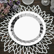 25 Metallic Round Paper Salad Dinner Plates with Geometric Design - Disposable Tableware