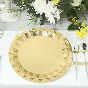25 Metallic Round Paper Salad Dinner Plates with Geometric Design - Disposable Tableware