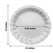 25 Metallic Round Paper Salad Dinner Plates with Geometric Design - Disposable Tableware