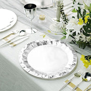 25 Metallic Round Paper Salad Dinner Plates with Geometric Design - Disposable Tableware