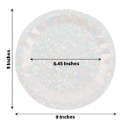 25 Metallic Round Paper Salad Dinner Plates with Geometric Design - Disposable Tableware