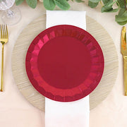 25 Metallic Round Paper Salad Dinner Plates with Geometric Design - Disposable Tableware