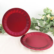 25 Metallic Round Paper Salad Dinner Plates with Geometric Design - Disposable Tableware