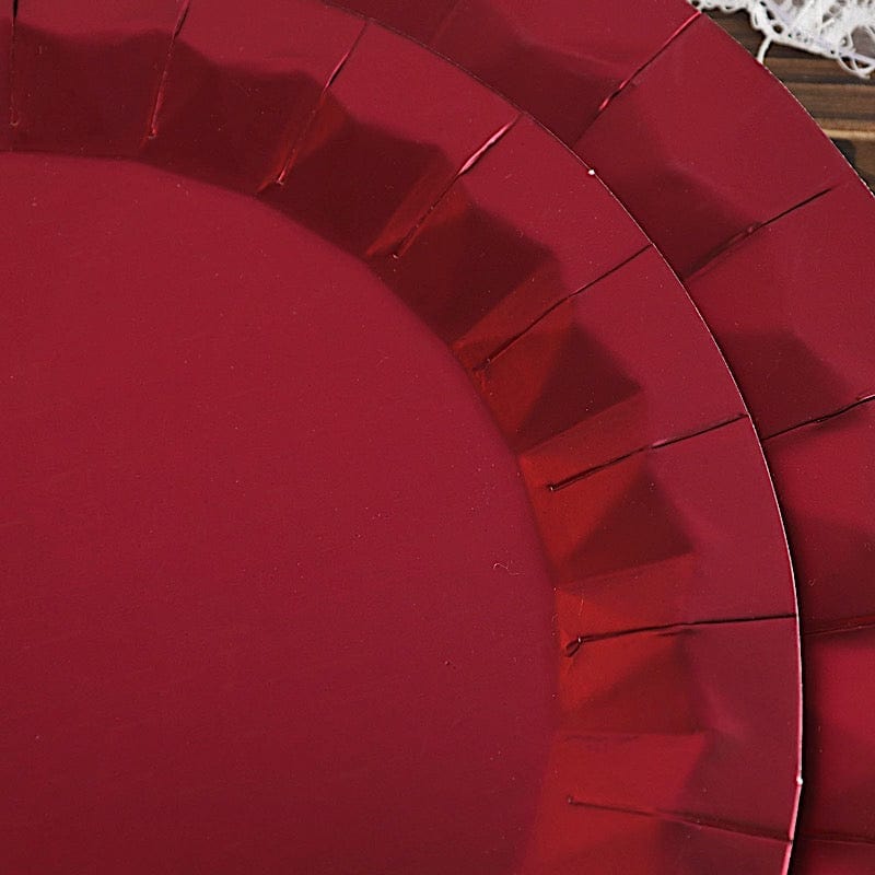 25 Metallic Round Paper Salad Dinner Plates with Geometric Design - Disposable Tableware