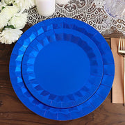 25 Metallic Round Paper Salad Dinner Plates with Geometric Design - Disposable Tableware