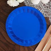 25 Metallic Round Paper Salad Dinner Plates with Geometric Design - Disposable Tableware