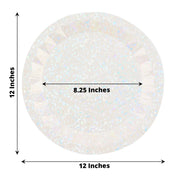 25 Metallic Round Paper Salad Dinner Plates with Geometric Design - Disposable Tableware