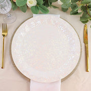 25 Metallic Round Paper Salad Dinner Plates with Geometric Design - Disposable Tableware