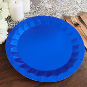 25 Metallic Round Paper Salad Dinner Plates with Geometric Design - Disposable Tableware