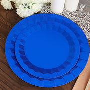 25 Metallic Round Paper Salad Dinner Plates with Geometric Design - Disposable Tableware