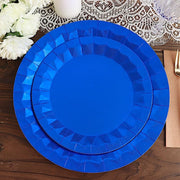 25 Metallic Round Paper Salad Dinner Plates with Geometric Design - Disposable Tableware