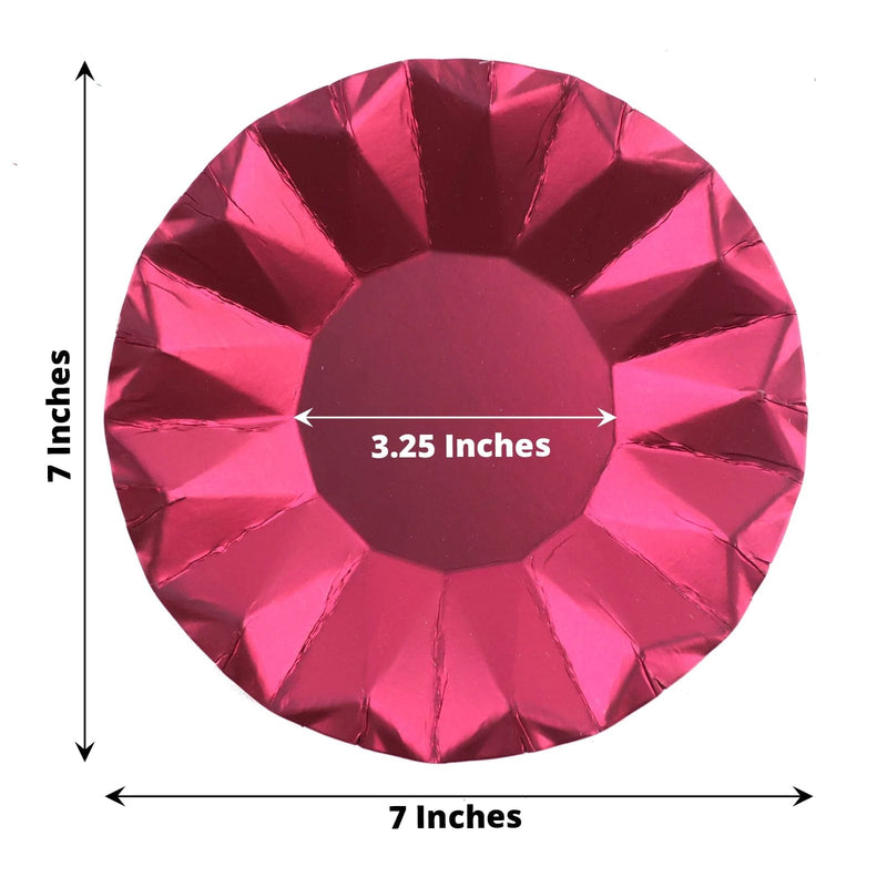 25 Metallic Round Paper Salad Dinner Plates with Geometric Design - Disposable Tableware