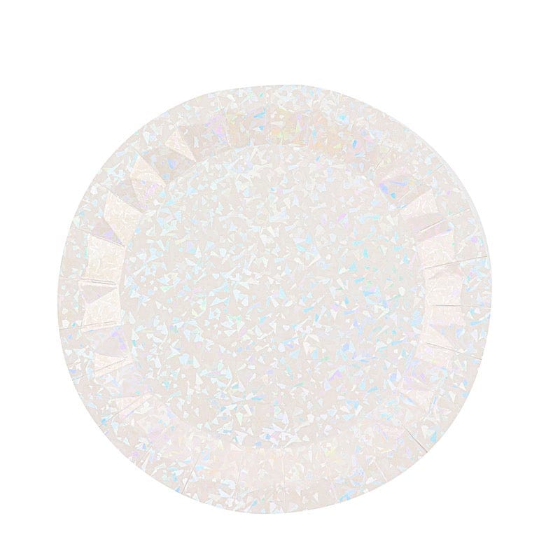 25 Metallic Round Paper Salad Dinner Plates with Geometric Design - Disposable Tableware DSP_PPR0001_12_ABW