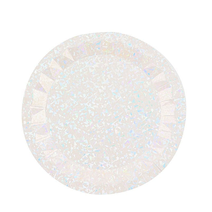 25 Metallic Round Paper Salad Dinner Plates with Geometric Design - Disposable Tableware DSP_PPR0001_12_ABW