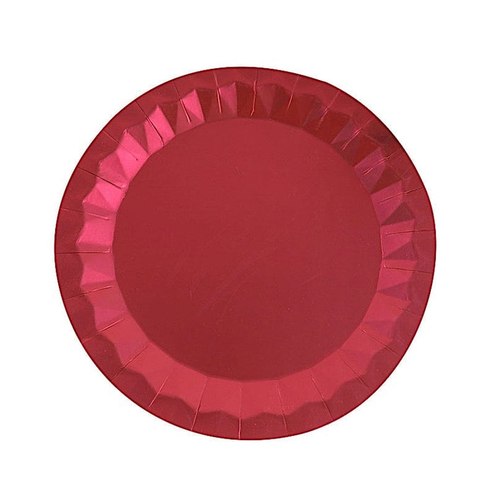 25 Metallic Round Paper Salad Dinner Plates with Geometric Design - Disposable Tableware DSP_PPR0001_12_BURG
